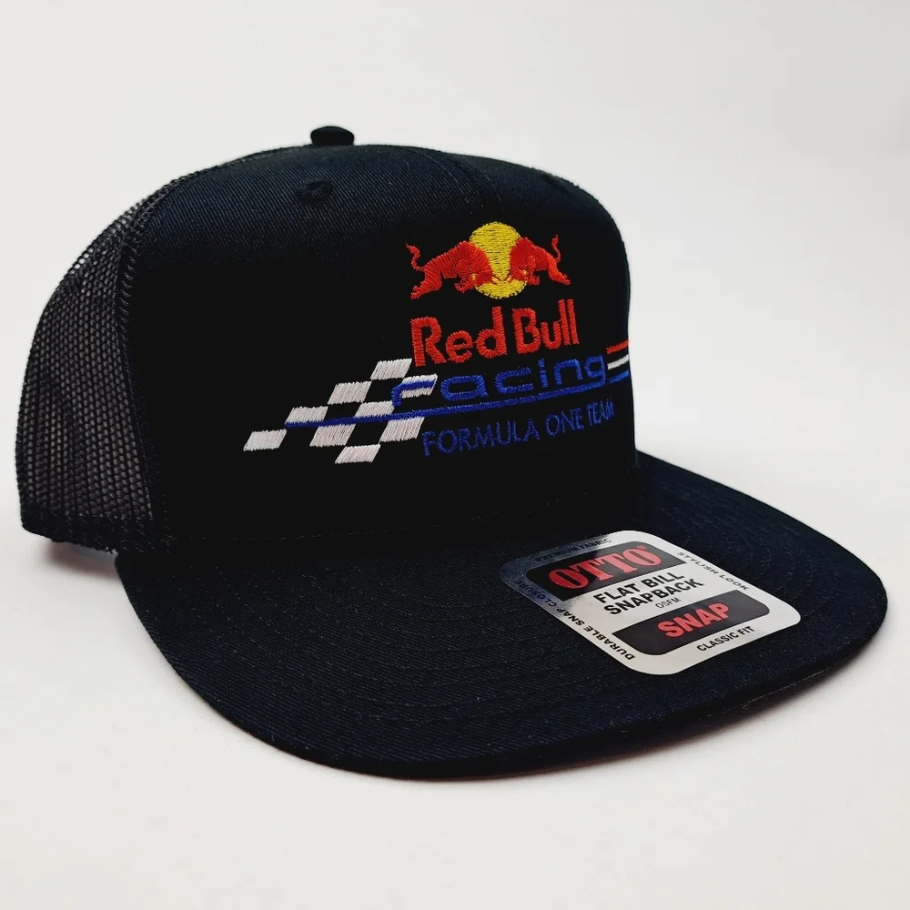 Red Bull Racing  F1 Team Flat Bill Trucker Mesh Snapback Cap Hat Black